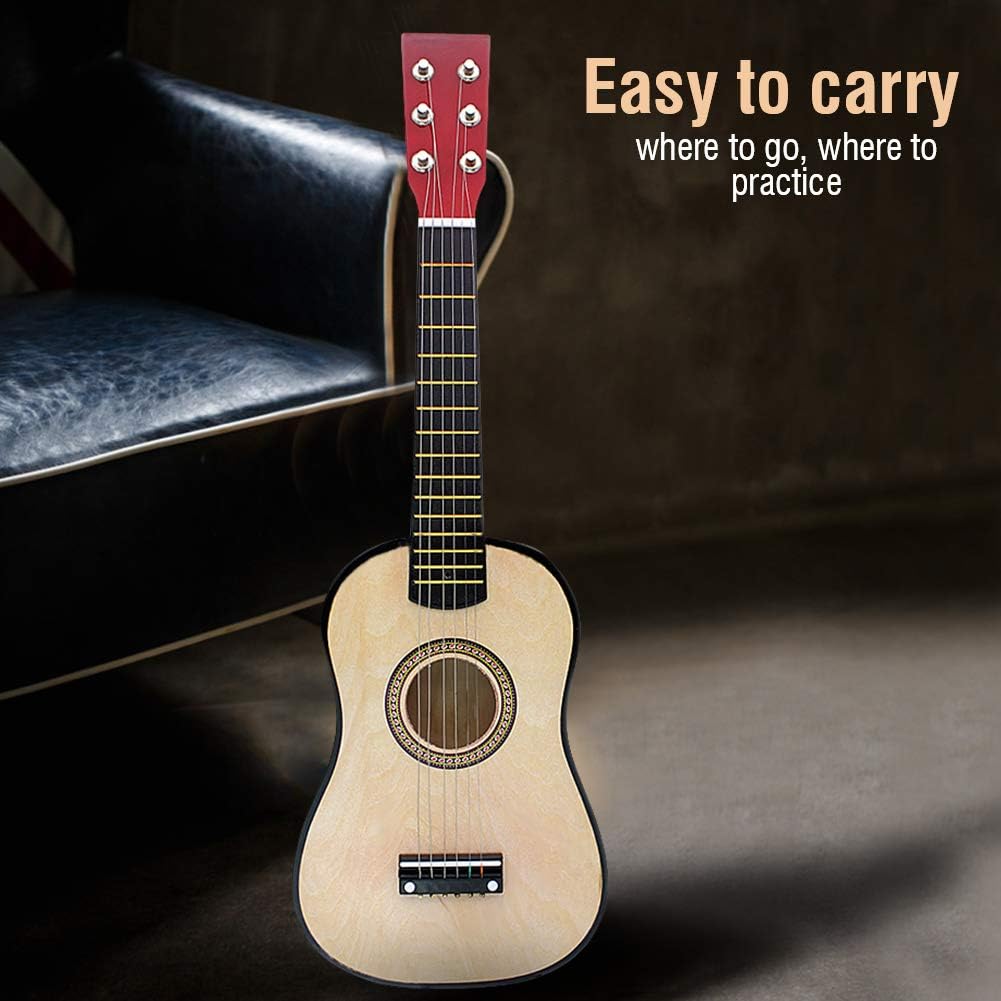 23in Wooden Guitar Basswood 6 String Mini Guitar Musical Instrument for Beginners (Wood)