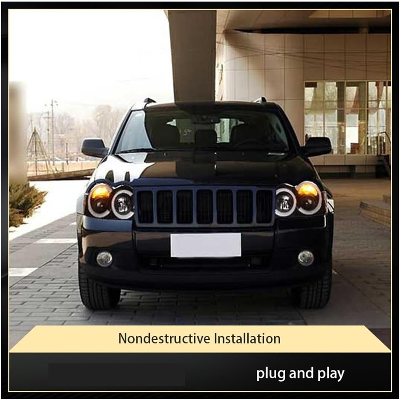 Powerful Headlights For Cars Compatible For Jeep Grand Cherokee 2005-2008 Front Lamp Upgrade Projector Lens DRL LED Turn Signal Car Accessories(High and low beam)