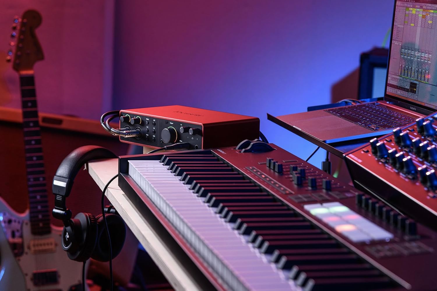 Audiosavings Bundle: Focusrite SCARLETT 16I16 4G 4th Gen 24-bit 192 kHz Audio Recording Interface Bundle with Rockville PRO-M50 SR Studio Headphones+Detachable Coil Cable+Case+Extra Ear Pad (2 Items)