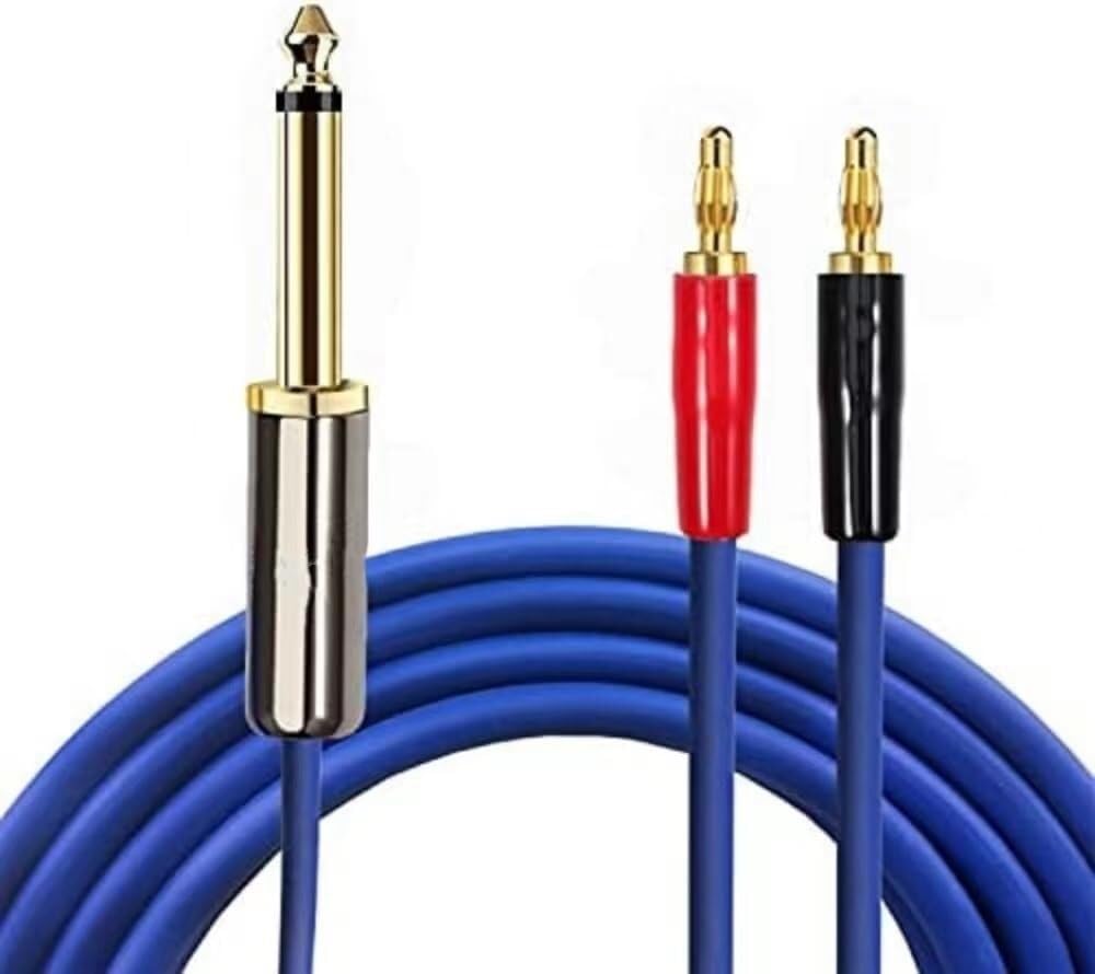 Active Speaker Cable Mono 6.35mm to Dual Banana Spade for Amplifier Mixer 1/4 Inch Jack to 2Y OFC Audio Cable Gold Plated 1M 2M 300CM 5M 8M (Color: One Pair, Size: 1 Meter)(Single one,5meter)