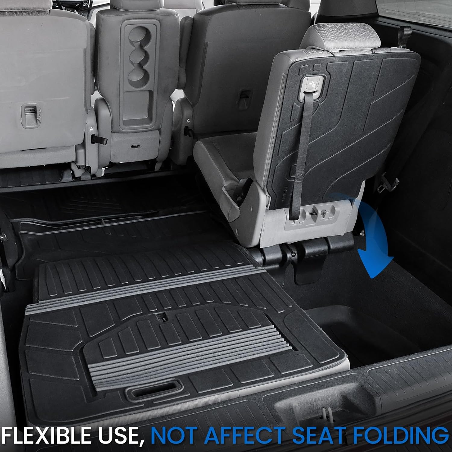 Floor Mats Set for 2018-2026 Honda Odyssey, All Weather TPE Backrest Mat Trunk Mat Cargo Liner for Stowed Flat 3rd-Row Seating and Well Area Accessories(Full Mats Set for Full Coverage)