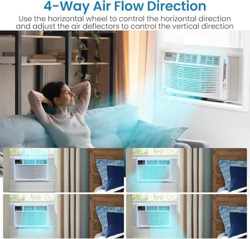 Window Air Conditioner, 8,000 BTU Capacity Covers 350 Sq Ft, Smart Home Compatible with Remote Control and with Wi-Fi Connectivity, Quick Install Window Unit for Bedrooms & Living Spaces