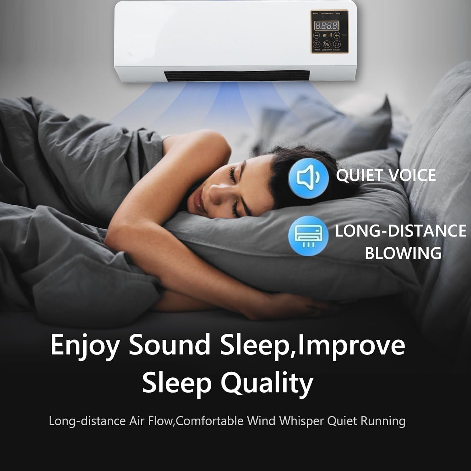 Wall Mounted Heating Machine, Mini Nature Fan and Heating Wall Mounted Fan, Low Noise Touch Control Small Air Heater Machine for Indoor Outdoor (Style 4)