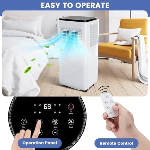 Jojoka Portable Air Conditioners with Remote Control, 10000 BTU Portable AC Unit Built-in Cool, Dry, Fan Modes, for Room, Dorm, Office,24H Timer Function, Cools Room up to 450 Sq. ft, White