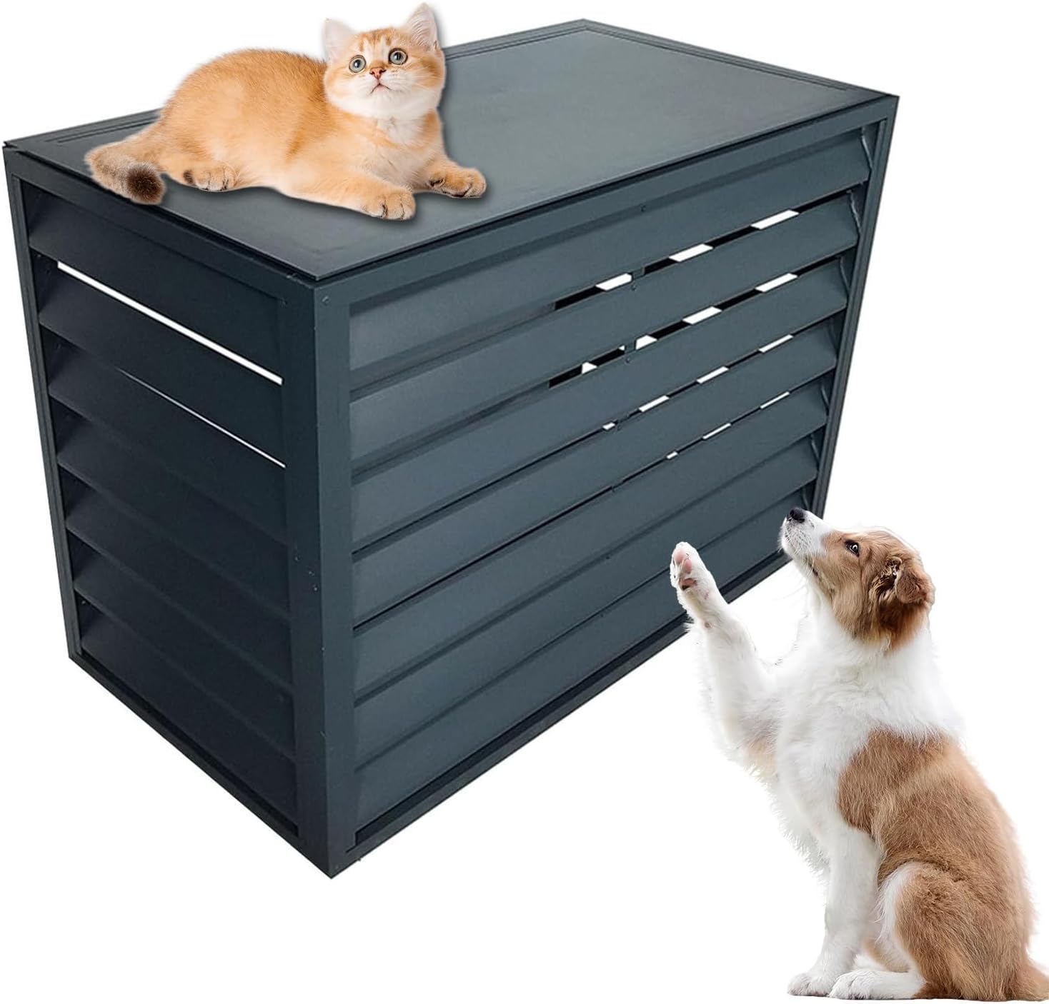 Aluminum Ac Unit Covers Outdoor, Privacy Screens Fence Panels for Air Conditioners Trash Bins, Isolate Pets, Fallen Leaves, Anti Theft(Gray,110cm)