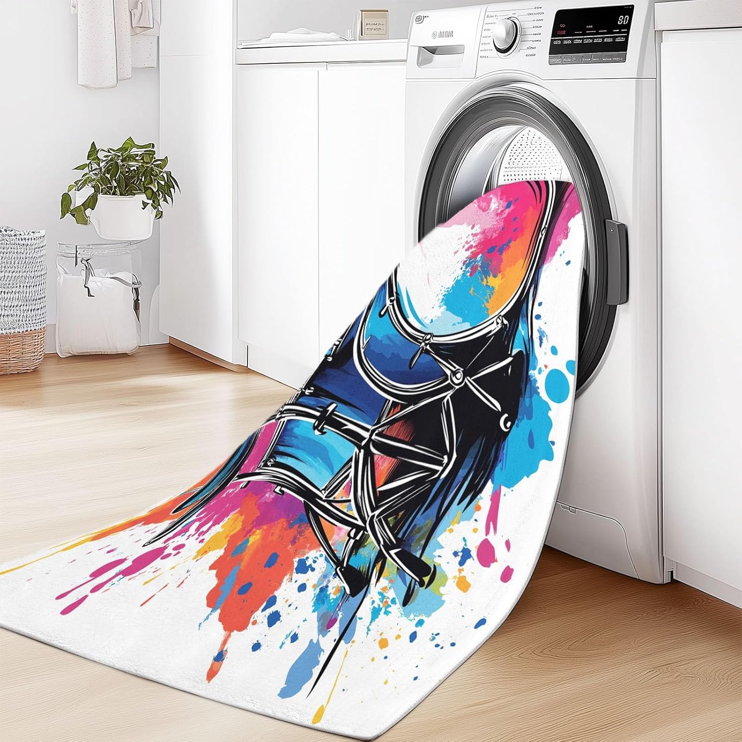 Music Drum Set Area Rug for Living Room, 8 X 10 Ft Machine Washable Area Rug Non-Slip Stain Resistant Carpet, Low-Pile Indoor Floor Carpet for Bedroom Office Dining Home Decor, Graffiti