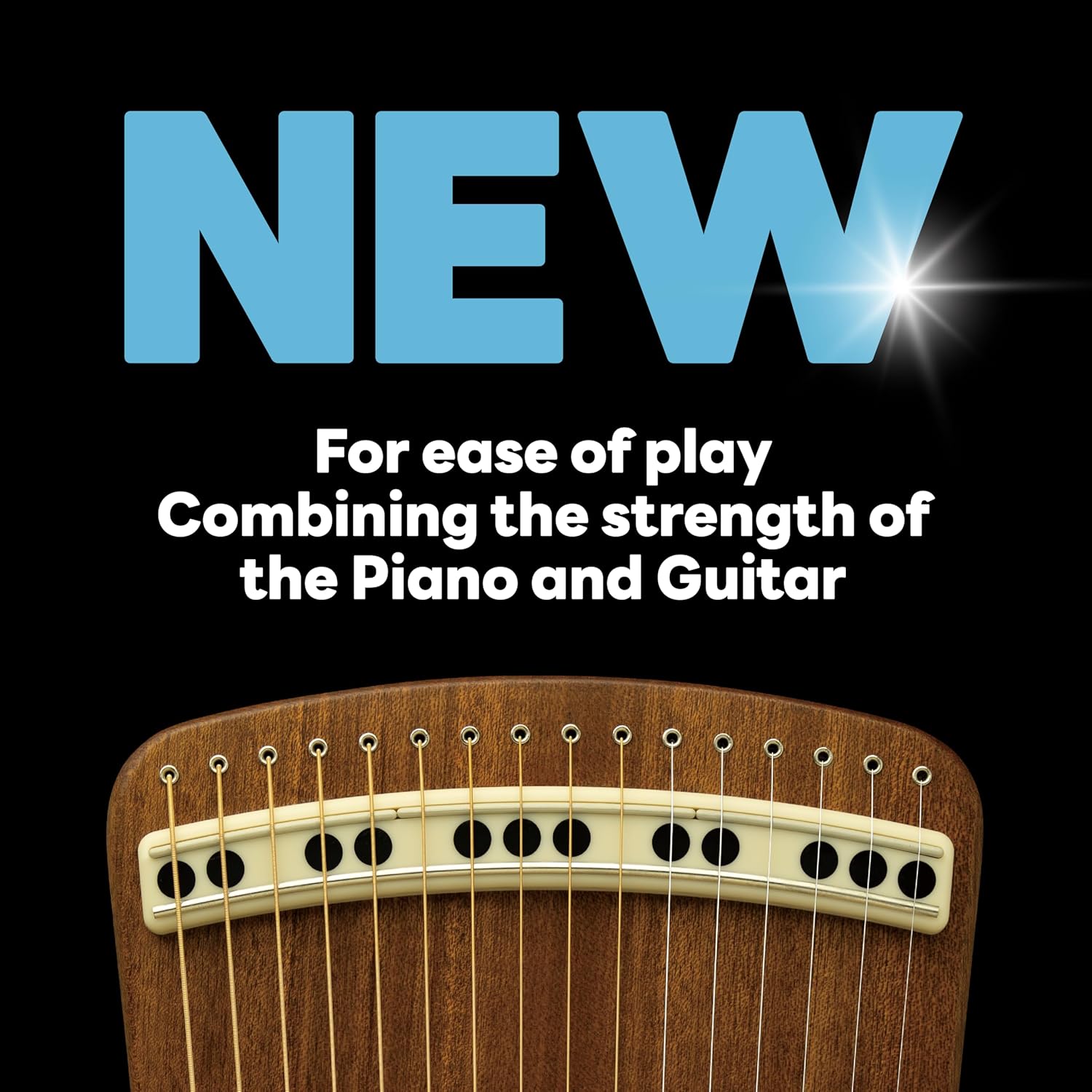 Guitar Harp | Hanago M28 [16 Strings but Playable 28 Notes] Single-Fret Fingerboard with Piano Array, Portable A4 Size, All Solid Wood(Mahogany)