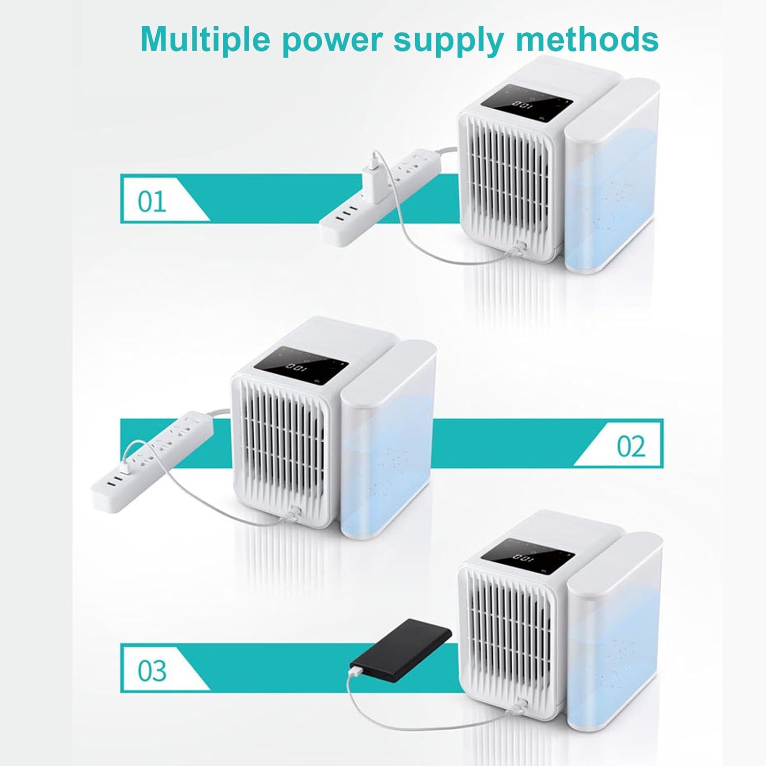 Portable Air Conditioner, Evaporative Mini Air Cooler with 1000ml Water Box, 3 in 1 AC Unit for Home & Garage, USB Powered, Sleep Mode