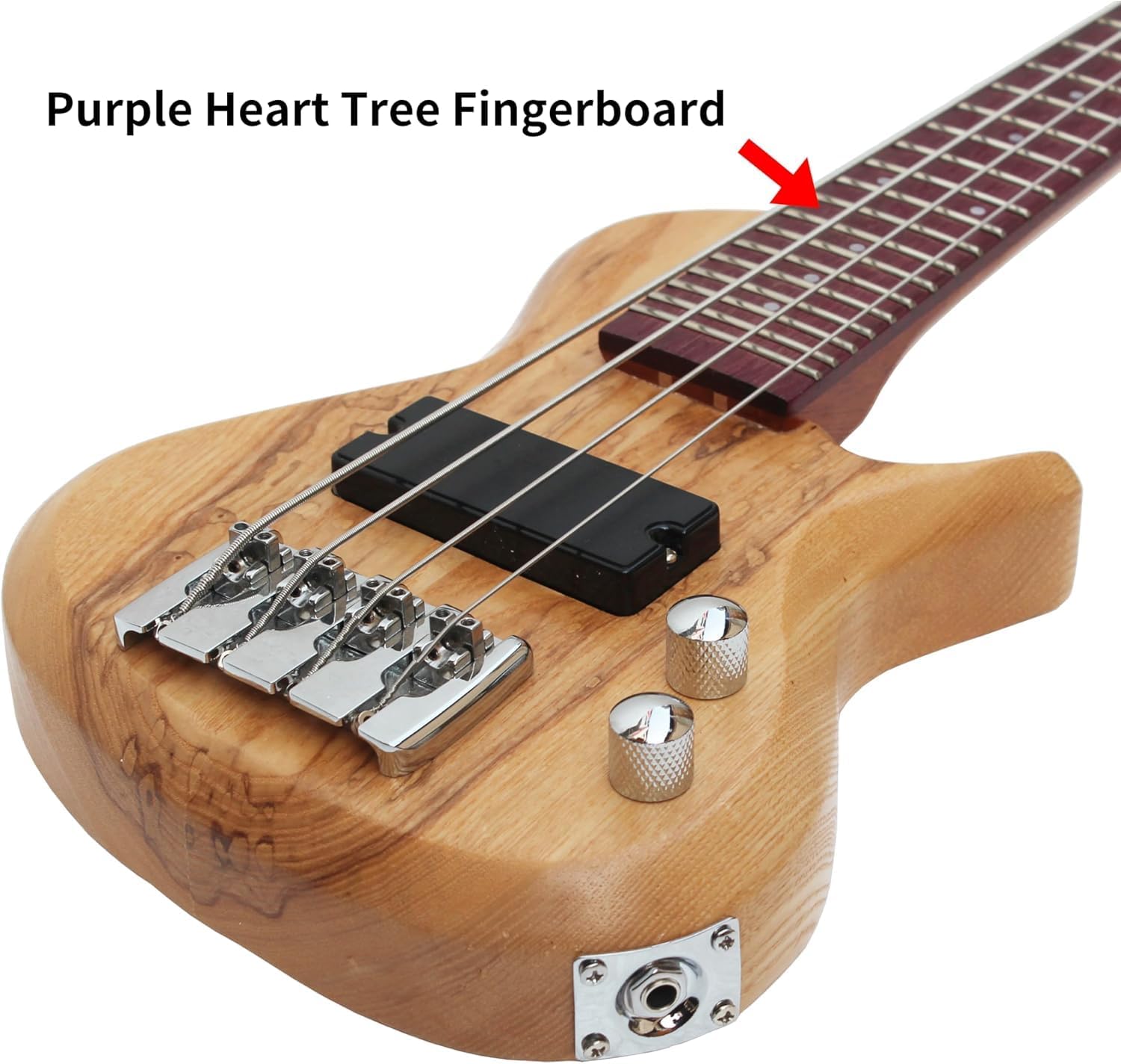 Batking Mini Electric Bass Guitar, Travel Ubass 4 Strings, Fretted Ukelele Bass with Gig bag & Wrench