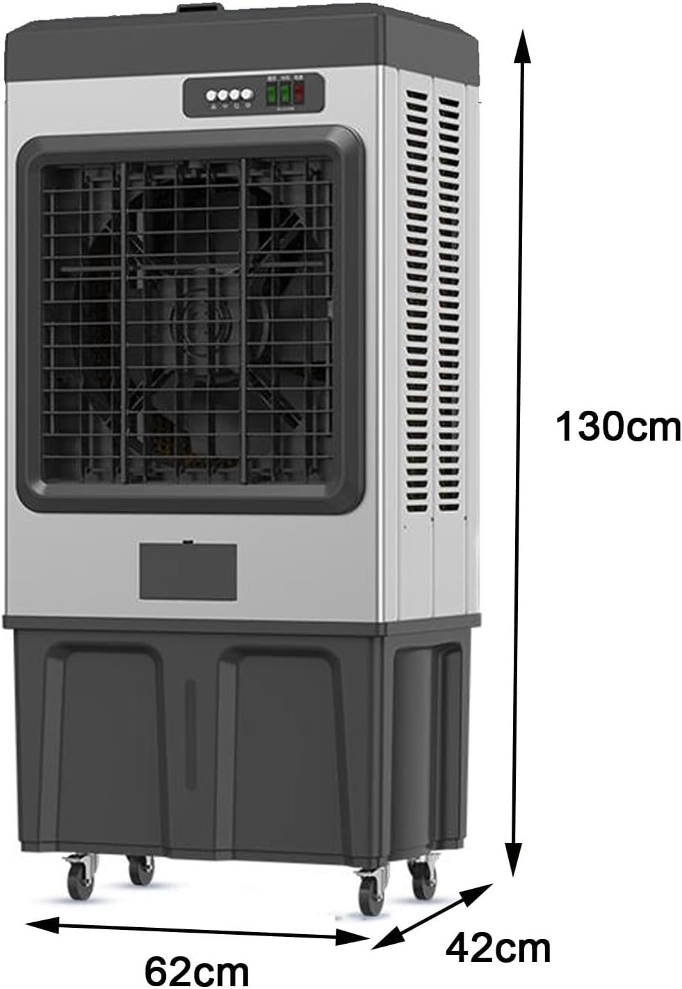 Generic Swamp Cooler Air Conditioner Metal Body 3 Speeds 120° Oscillation with 100L Water Tank with Universal Wheels 4 Ice Packs for Outdoor Indoor Use, FGGGURBDC-HEIGHT130CM/100L