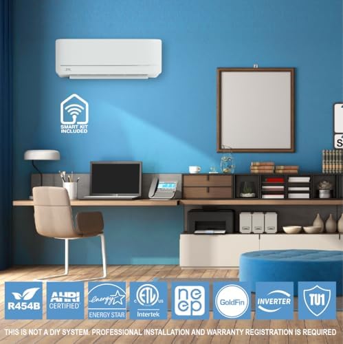 Cooper & Hunter MIA Series 12,000 BTU 115V Mini Split AC/Heating System, Ductless Wall Mount – 21.2 SEER2 Inverter – 16FT Installation Kit & Smart Control Included – Pre-Charged