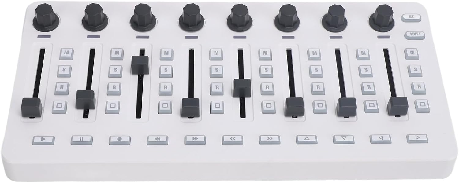 MIDI Controller Mixer, Knobs MIDI Mixer 8 Push Buttons 43 Control Keys 8 Knobs MIDI Mixing Console with USB Charging Cable