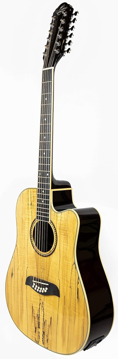 Oscar Schmidt 12 String Acoustic Guitar, Right, Spalted Maple (OD312CESM-A)