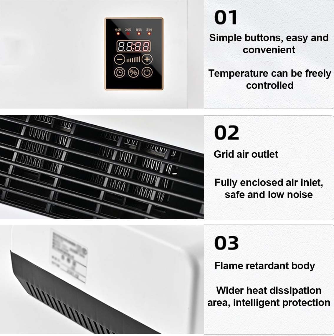 2 In 1 Wall Mounted Heating System, Cooling/Heating, Kitchen Wall Air Conditioner Fan, for Bathroom Office, RV Air Conditioner Heater and Fan Combo(White)