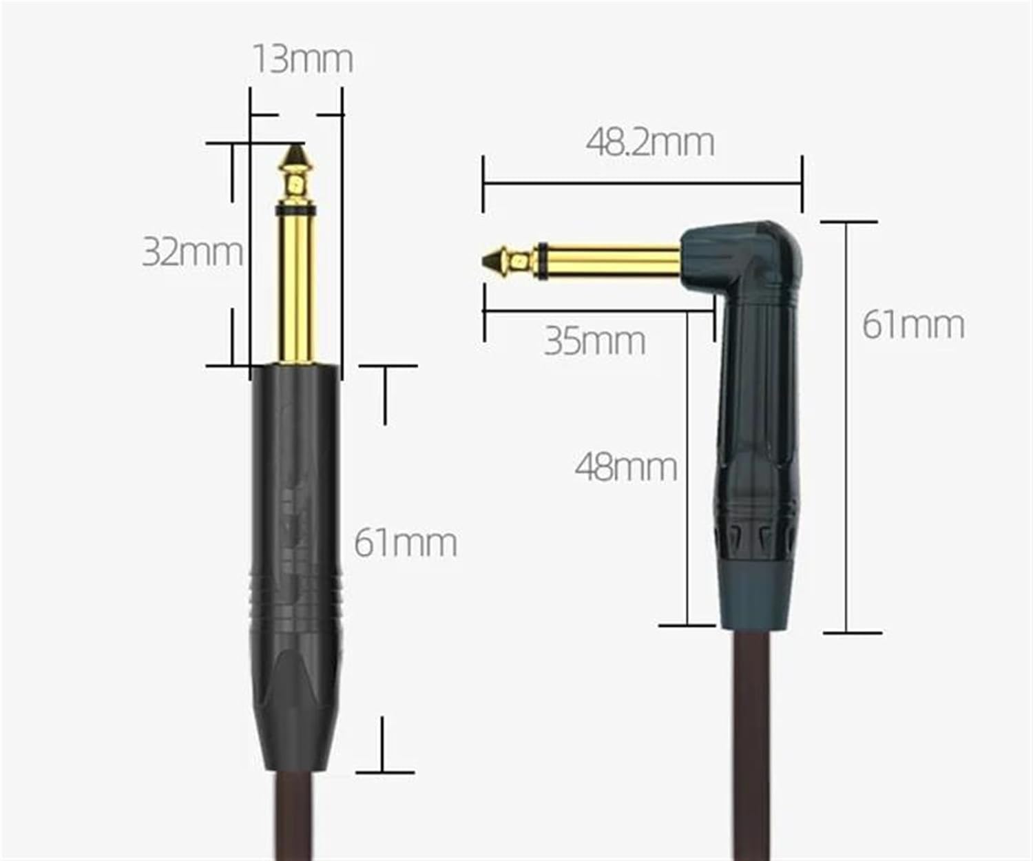 Guitar Audio Cable 6.5mm to 6.5mm Cable Elbow Male to Male 6.35mm Cords Microphone Amplifier Professional Guitar Cable(2 TS l,10m)