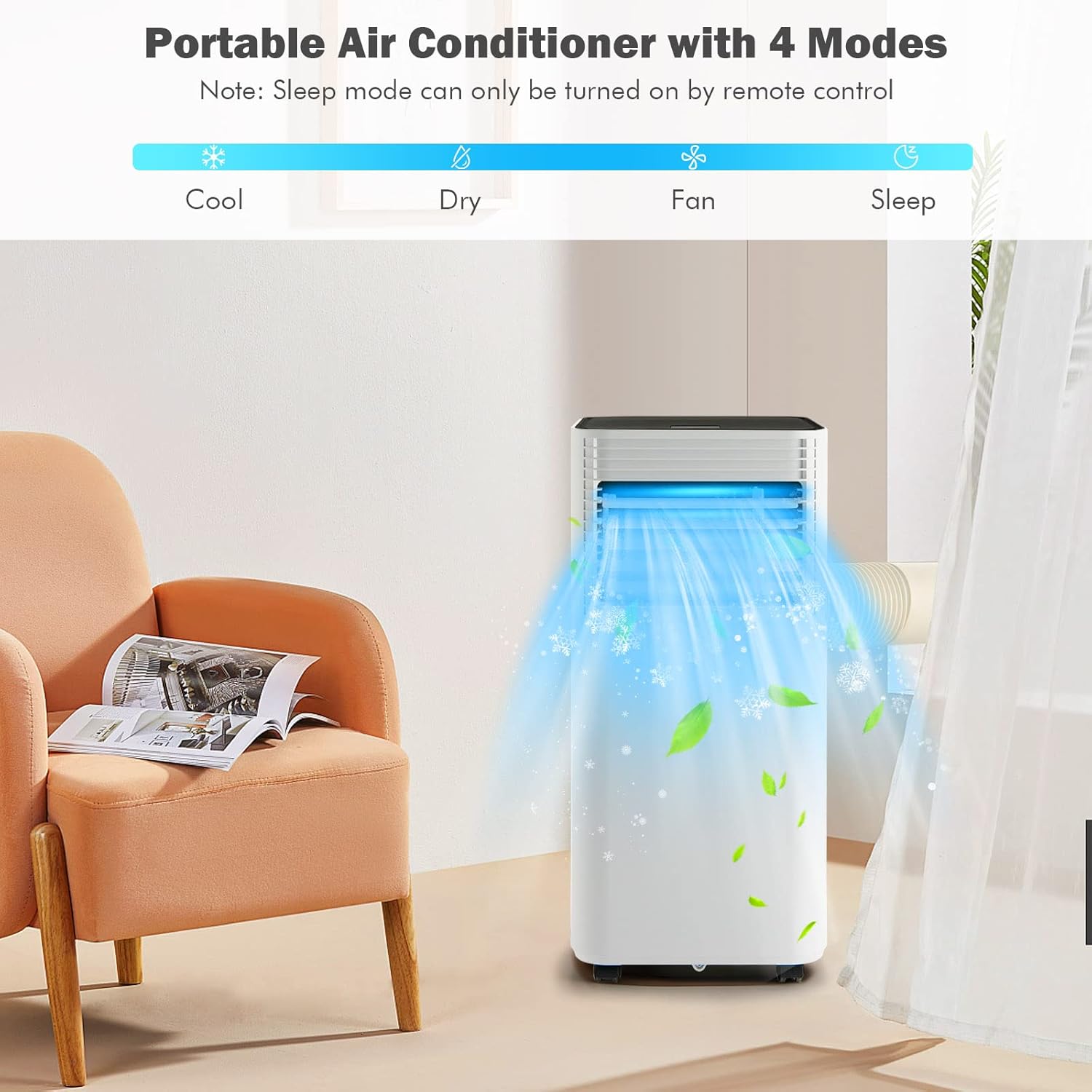 PETSITE Portable Air Conditioner, 10000 BTU AC Cooling Unit for Room, 3 in 1 AC Unit with Air Cooler & Fan & Dehumidifier Mode, Cools Up to 350 sq.ft (10000BTU, Black)