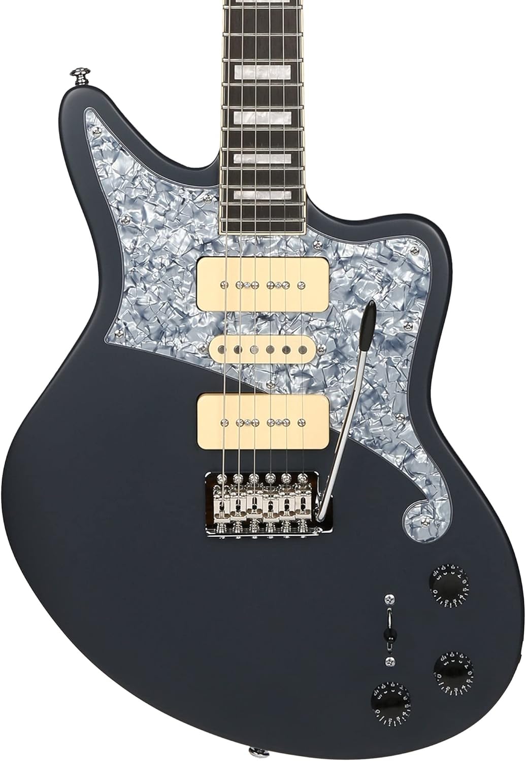 D'Angelico 6 String Solid-Body Electric Guitar, Right, Stone (DAPBEDBWMSTCTR)