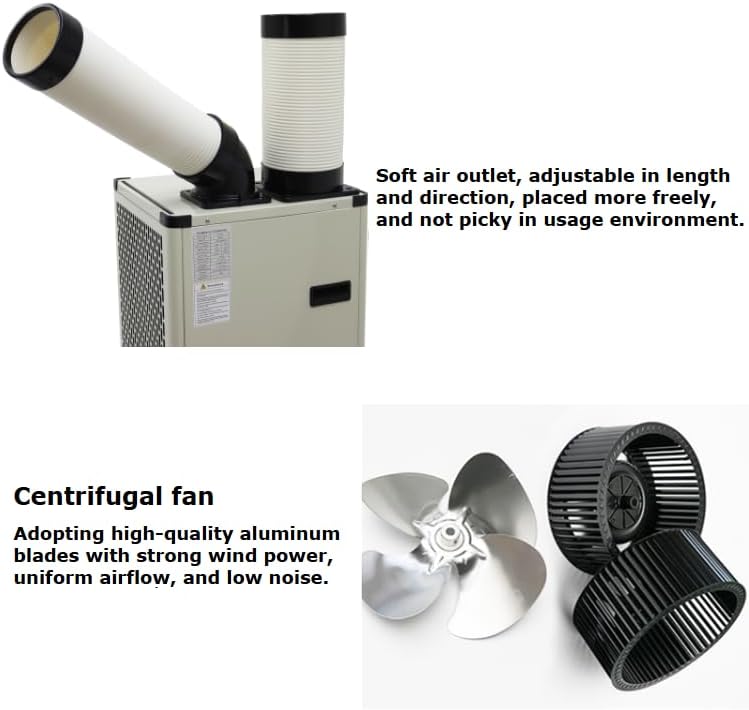 Industrial Portable Air Conditioner 110V,9180 BTU Commercial Spot Cooler with Single-Duct Exhaust for Warehouse Server Room Outdoor Work Sites Easy Install Includes Detachable Filter 1KW