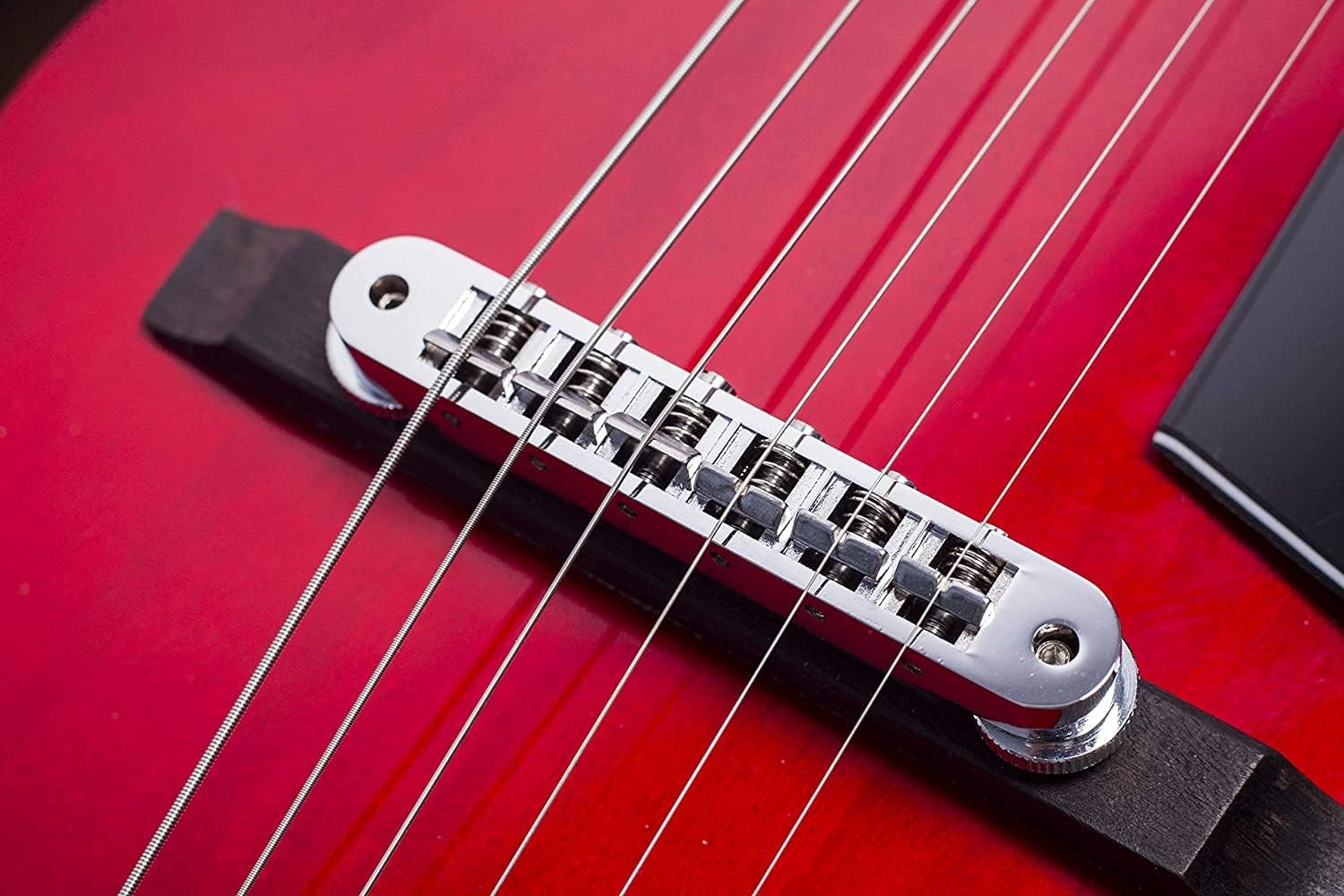 Jazz Archtop Electric Guitar Hollow Body with P90 Pickup,Trapeze Tailpiece Bridge Perfect for Rock, Blues, and Jazz Music (Red)