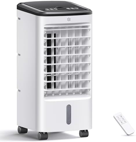 Portable Swamp Cooler Air Conditioner with 4 Modes & 3 Speeds, Evaporative Air Cooler with 4 Ice Packs, 120°Oscillation, 12H Timer, Remote