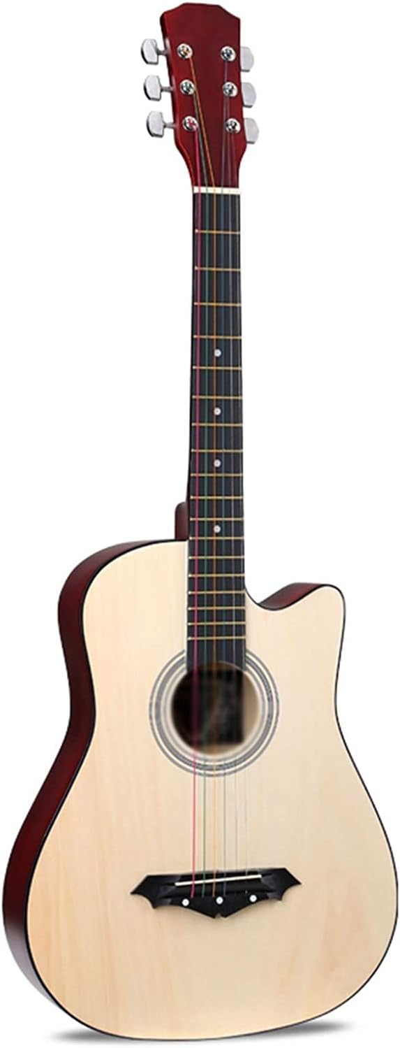 Full Size Guitar 38 Inches 6 String The Sound is Crisp Edging Cut Corner Basswood Panel Men and Women Student Exercise Wood Guitar Beginner Acoustic Guitar Starter Package Student G