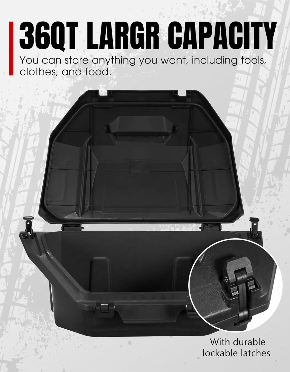 A & UTV PRO 36 QT Rear Storage Box Compatible with 2022-2026 Polaris RZR PRO R/Pro R 4, Waterproof Dust Resistant Cargo Box Bin Bed Tool Box Accessories, Replace OEM # 2884236