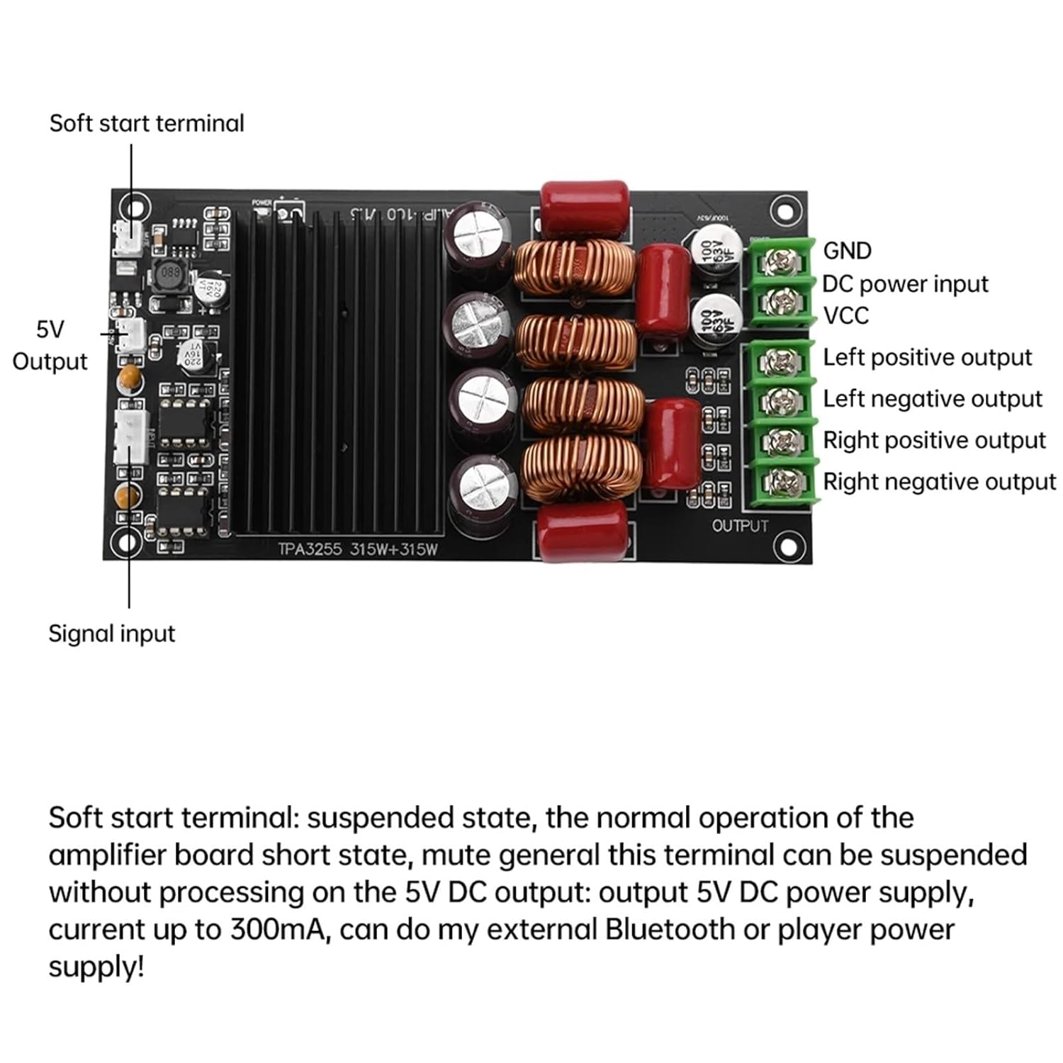TPA3255 600W Digital Sound Amplifier Board HiFi 2X300W Audio Amplifier Module Dual Channel Stereo Class D Amp High Power