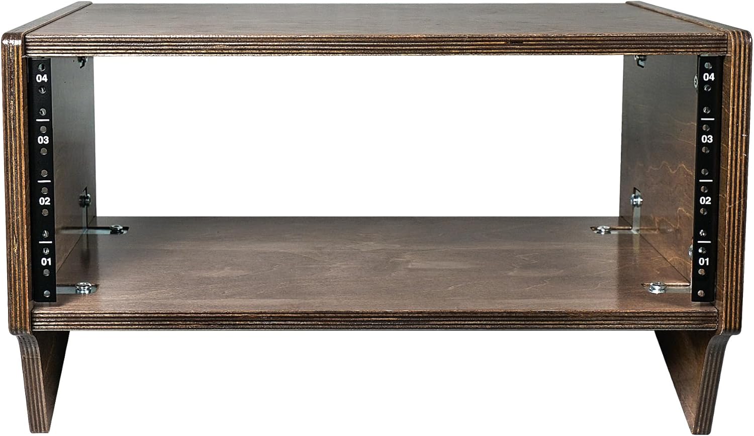 Sound Town DIY 4U Angled Desktop Turret Studio Rack with Solid Baltic Birch Plywood, Weathered Brown, Assembly Required (SDRK-Y4SLB)