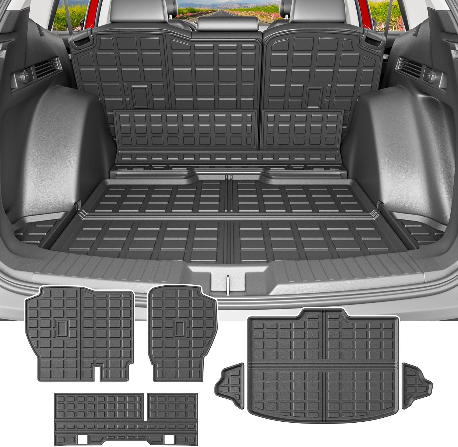 powoq Fuel Cargo Mat Compatible with 2023 2024 2025 2026 Honda CRV Trunk Mat TPE Trunk Liner Backrest Cargo Liner Replacement for 2023 2024 2025 2026 Honda CRV Accessories (Fit Fuel Lower Deck)