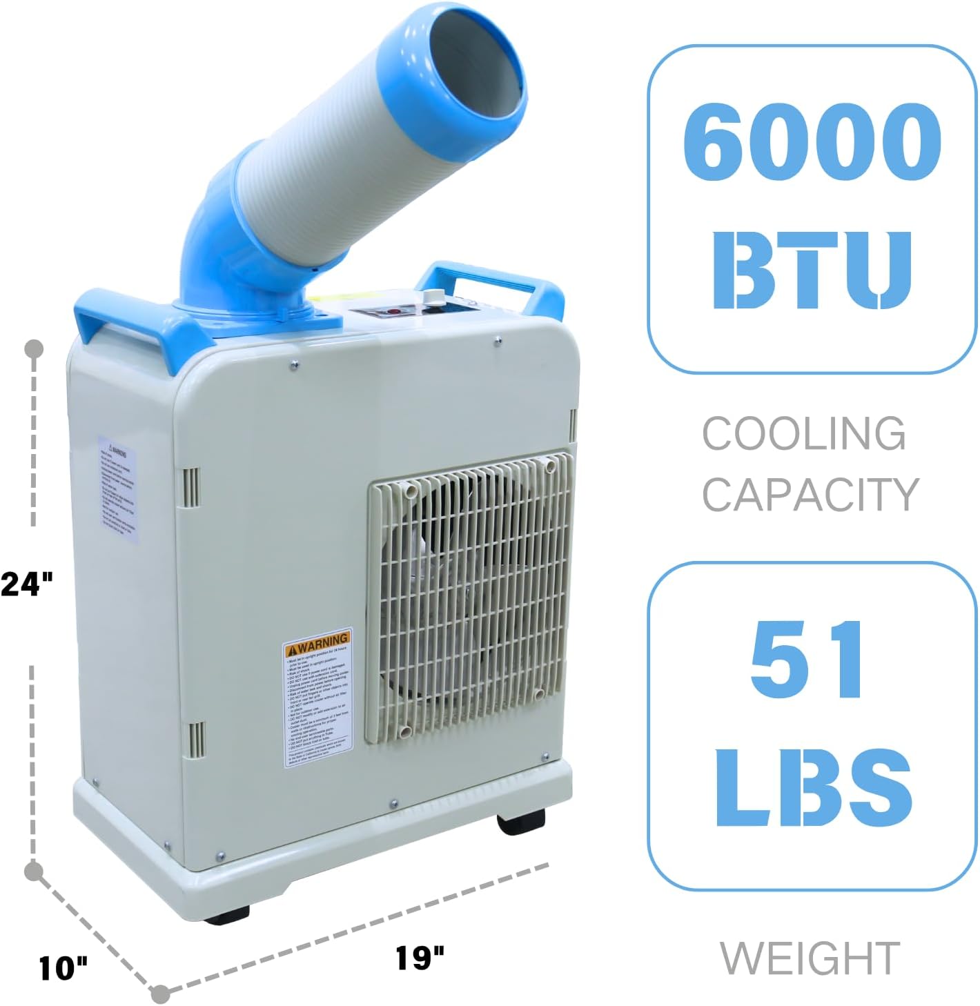 Industrial Spot Air Conditioner – 6000 BTU Portable Air Cooler with R32 Refrigerant, Mobile Spot Cooler for Indoor/Outdoor Use