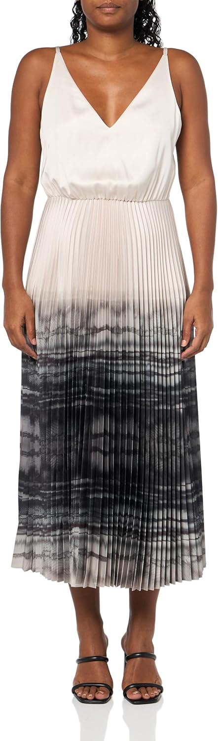 Allsaints Womens Celilia 2-in-1 Pleated Tie Dye Midi Dress