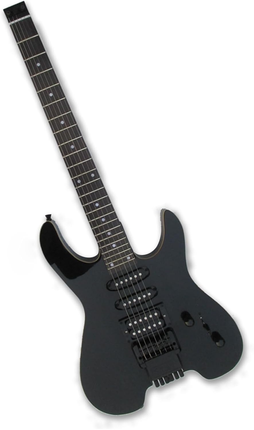 VENEKA Headless Electric Guitar Mahogany Body Canada Maple Headstock Black 6 Strings Headless Electric Guitar Musical Instrument