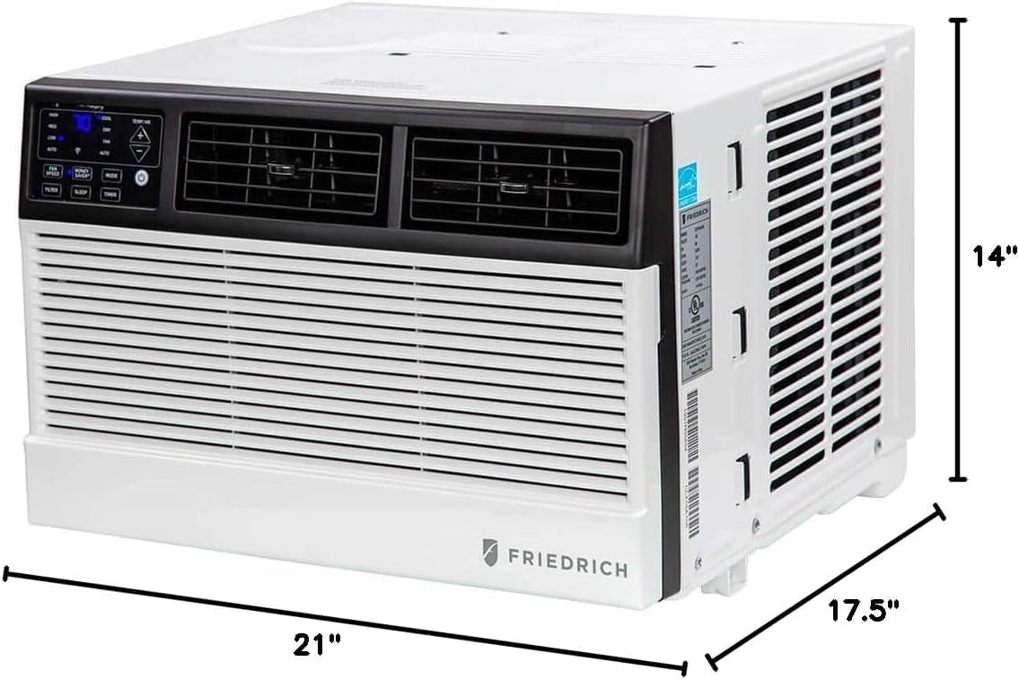 Friedrich 6,000 BTU Window Air Conditioner with Remote, Cools Rooms up to 250 Sq. Ft., Quiet, Energy Efficient, AC Unit for Bedroom or Living Room Bundle with AUX Power Strip & 1 Year CPS Protection