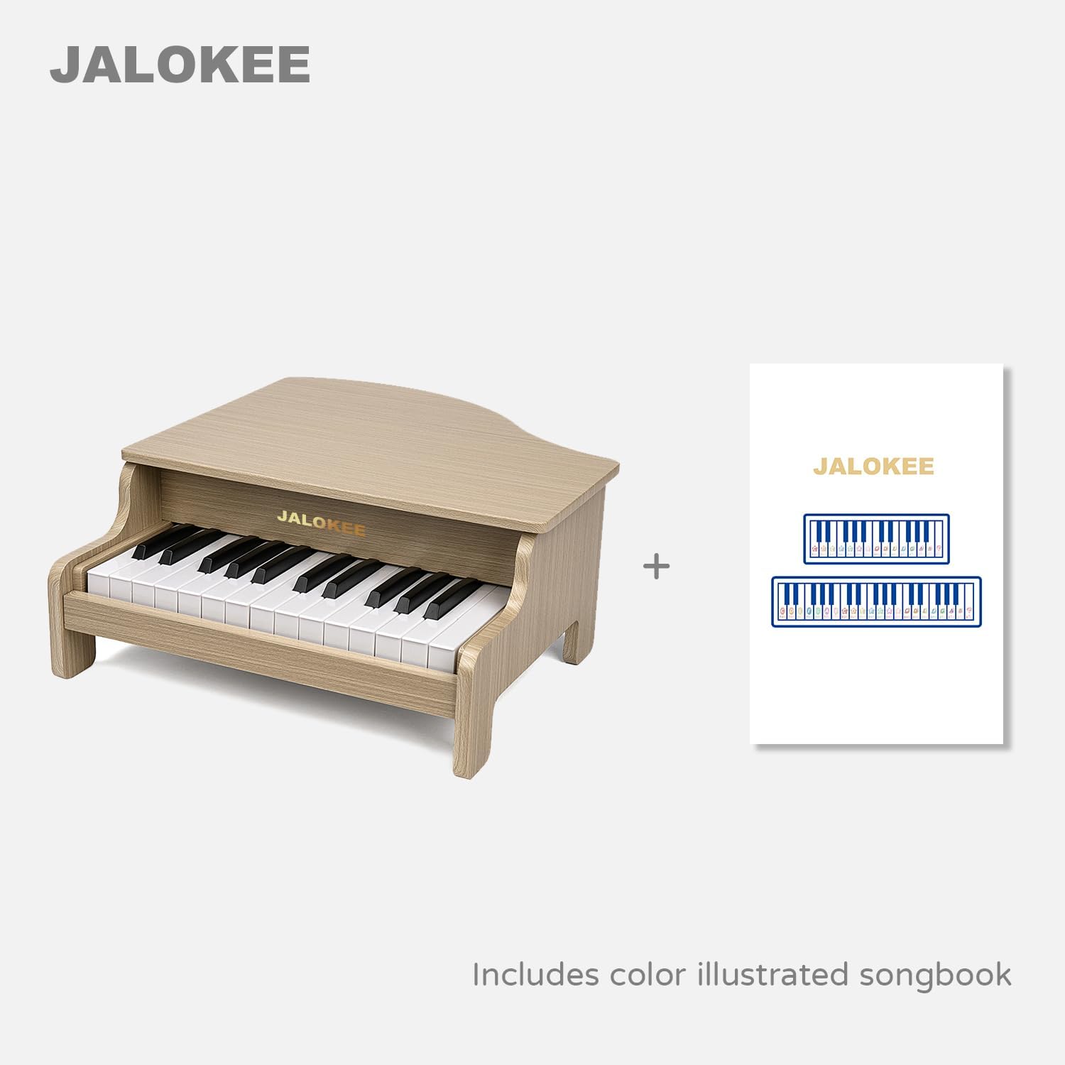 Kids Piano Keyboard, 25 Keys Grand Piano for Kids, Mini Music Educational Instrument Toy, Volume Adjustable, Wood Toy for Toddlers Girls Boys (Oak)