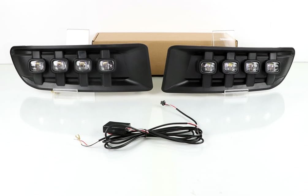 LED Fog Lights DRL Fit for 2003-2009 Toyota Land cruiser Prado 120 with Amber Sequential Turn Signal Driving Lights Front Bumper Daylight HeadLights Fog Lamp Accessories