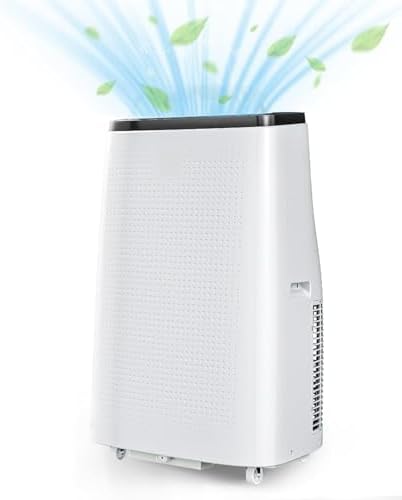 14000 BTU Room Portable Air Conditioner, 3-In-1 Free Standing Cooling AC With Fan & Dehumidifier Up to 700 Sq.Ft, Remote Control with Smart/Sleep Modes, 3 Speeds, Auto Swing & 24H Timer