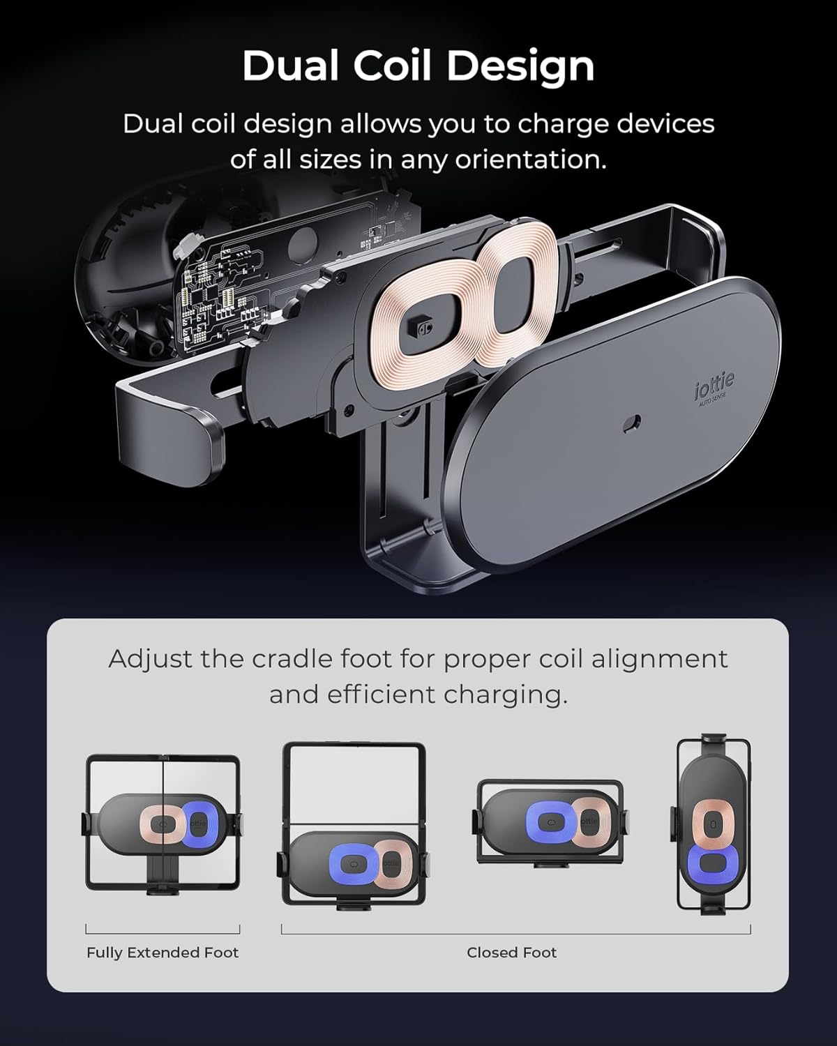 iOttie Auto Sense 2 Fold Qi Wireless Car Charger -Wireless Charging Automatic Clamping Dashboard Car Phone Mount for Google Pixel Fold, Galaxy Z Fold 4, Galaxy Z Flip 4, Other Foldable Smartphones