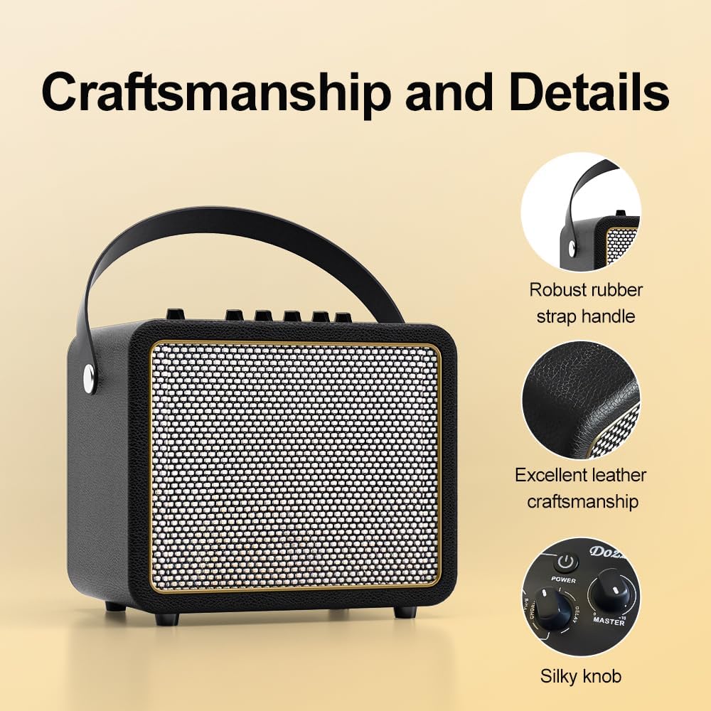 10W Electric Guitar Amp Portable and Rechargeable Guitar Amplifier with 7 Effects for Daily Practice Black