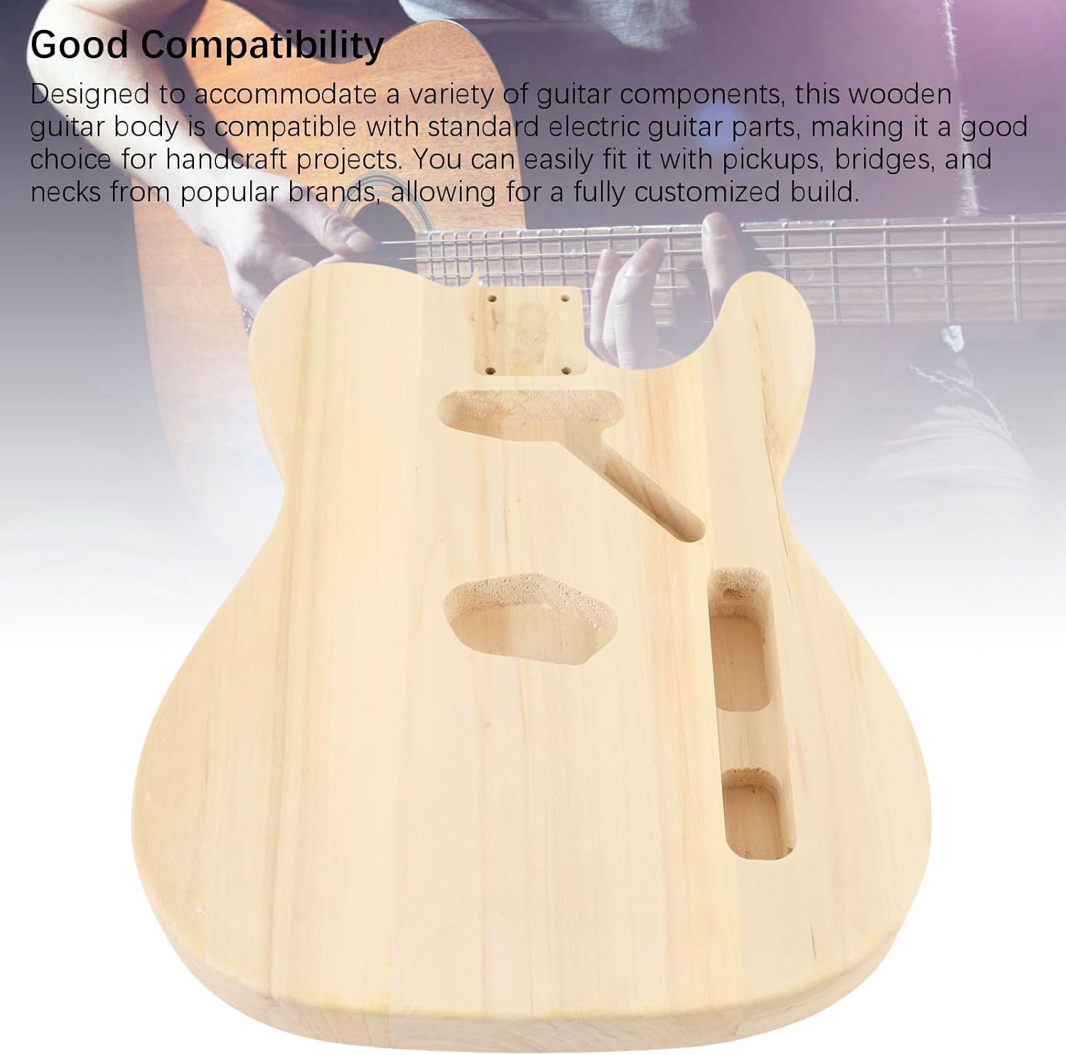 Walnut Wood Electric Guitar Body, Single Pickup Hole Replacement, Crafted with Excellent Attention to Detail for Guitar Components