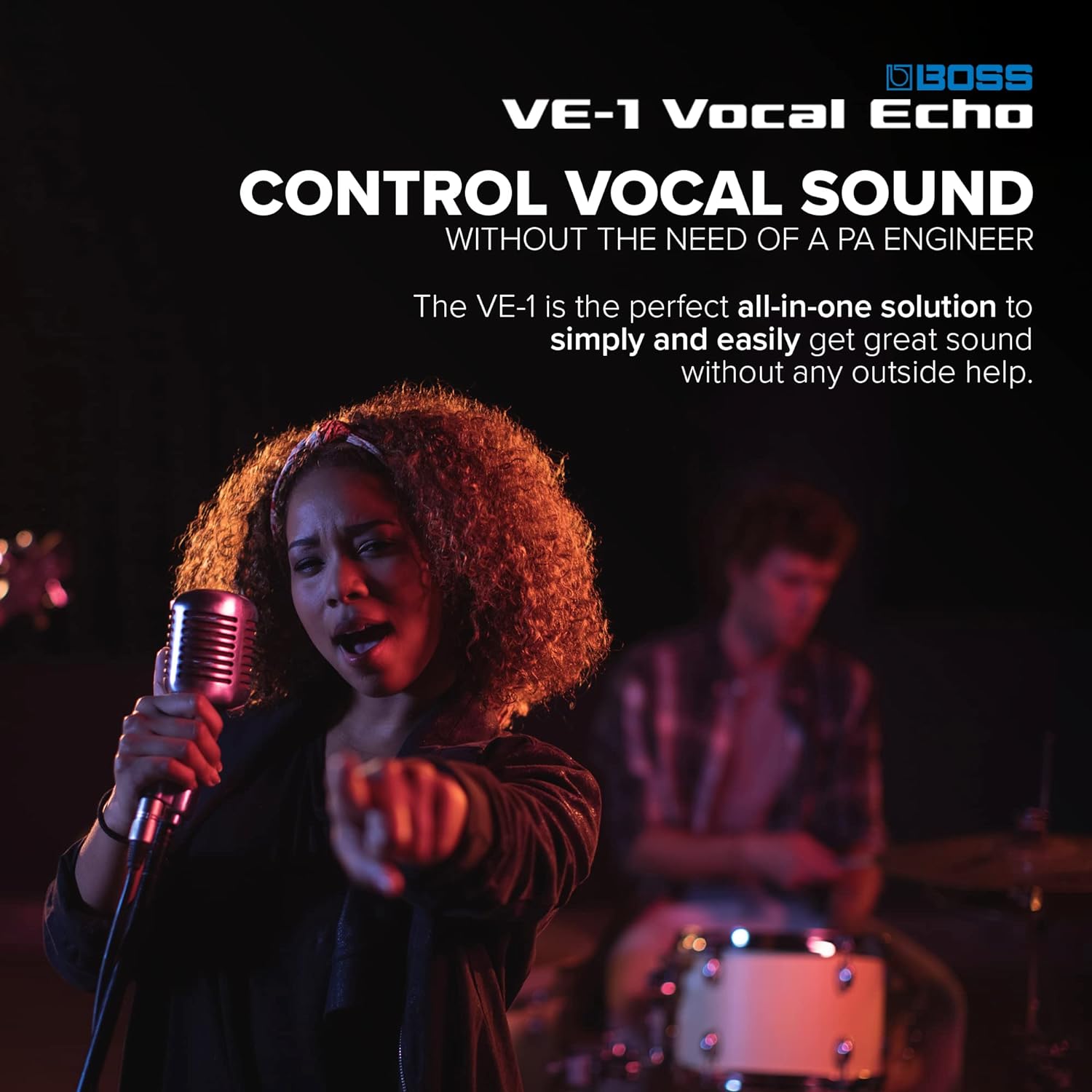 BOSS VE-1 Vocal Echo for Singers and Vocalists | Control Your Vocal Sound in Real-Time | Add Natural Ambience or Deep Reverb to your Voice | Seven Types of Adjustable Effects | Built-In Memory