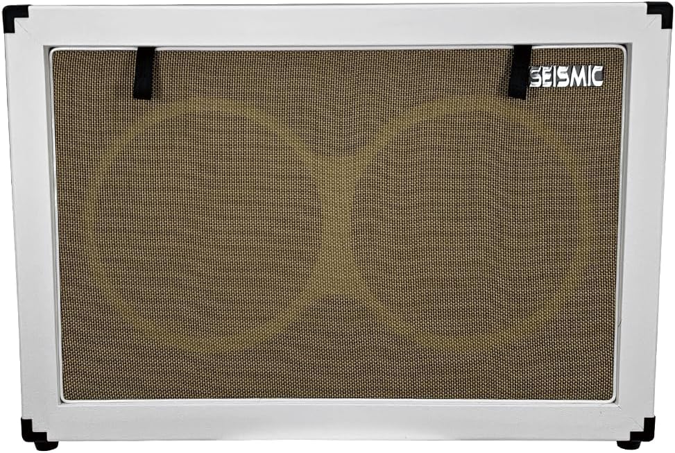 Seismic Audio Luke-2x12C - Contemporary 2x12 Empty Guitar Speaker Cabinet - White Tolex with Wheat Grill