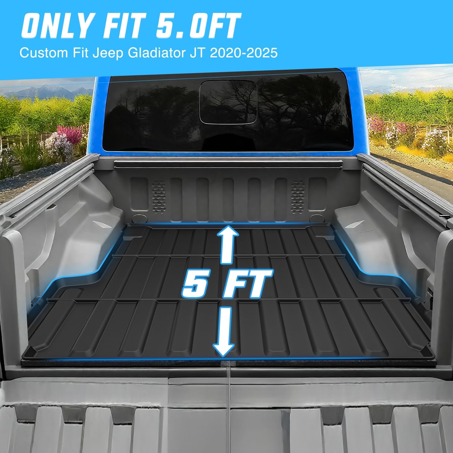 Nilight Truck Bed Mat 5 FT for 20-25 Jeep Gladiator JT, TPE Heavy-Duty Pick-up Bed Liner for Gladiator 2020 2021 2022 2023 2024 2025 Accessories, Anti-Slip Texture, All Weather Protection