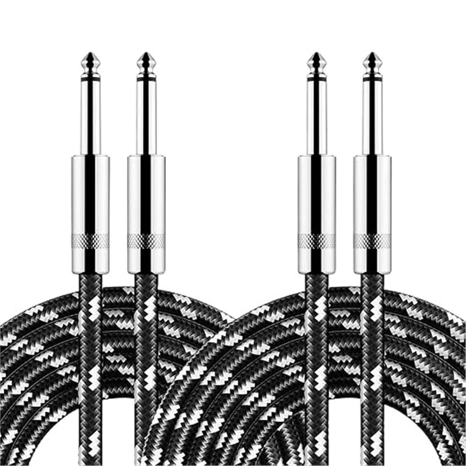 2Packs 6.5mm Guitar Cable Electric Instrument Patch Cable Bass AMP Cord 6.5mm 1/4 Straight Mono Cable for Mandolin Pro Audio(Straight-2PK,0.5m)