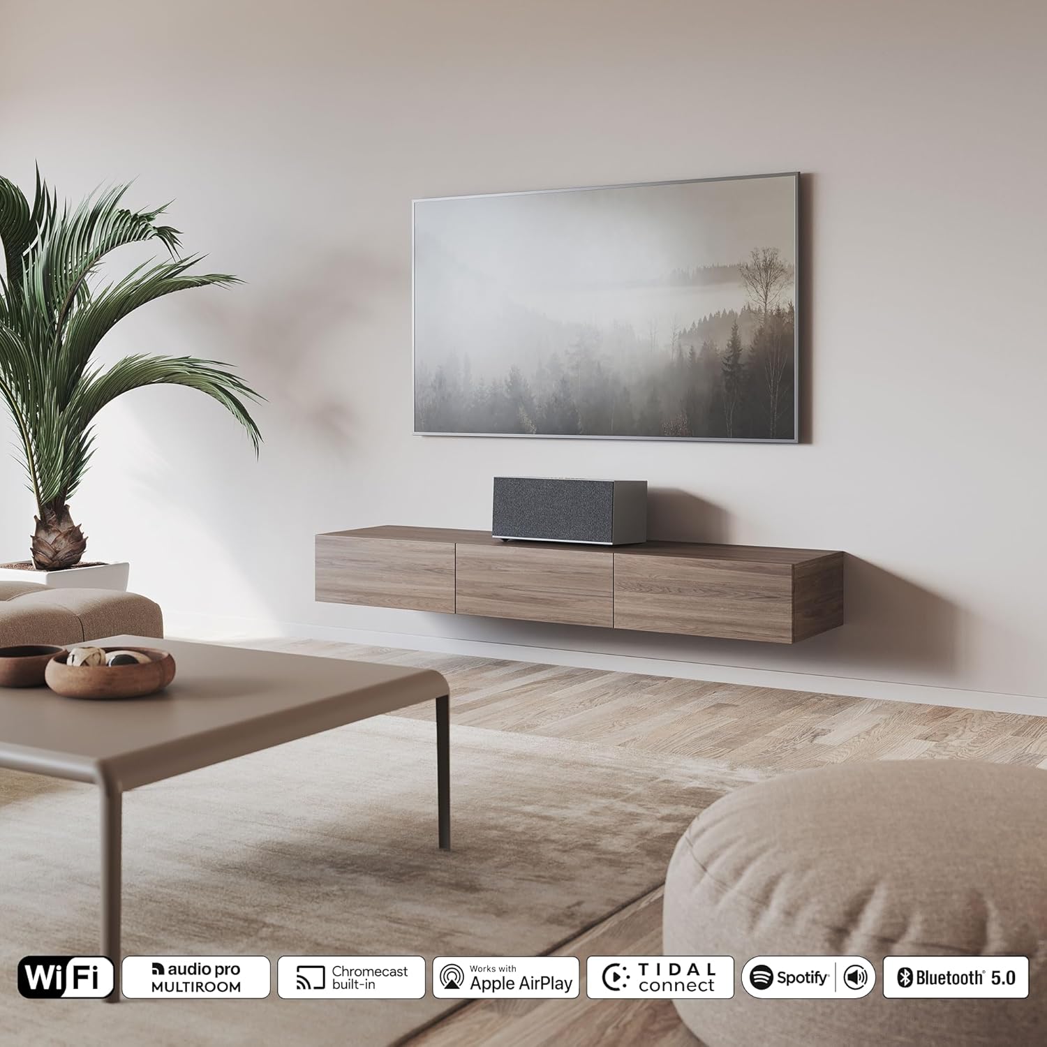 Audio Pro C20 Active Stereo Speaker - Compact Sound Bluetooth Speaker for Music, Spotify, TV & Movies - AirPlay 2, Google Cast, Multiroom System, Built-in RIAA Amplifier - Grey