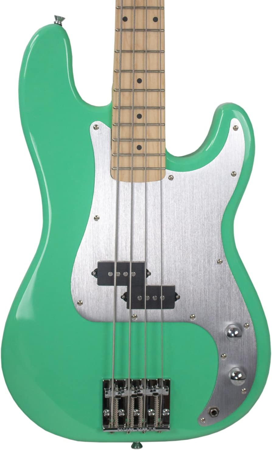 Sawtooth Americana Road Warrior Series Surf Green w Aluminum Pickguard Electric Bass Guitar