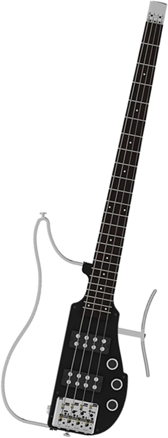 VENEKA Headless Electric Guitar Travel Portable 4 String Headless Electric Bass Guitar Rosewood Fingerboard Aluminum Body