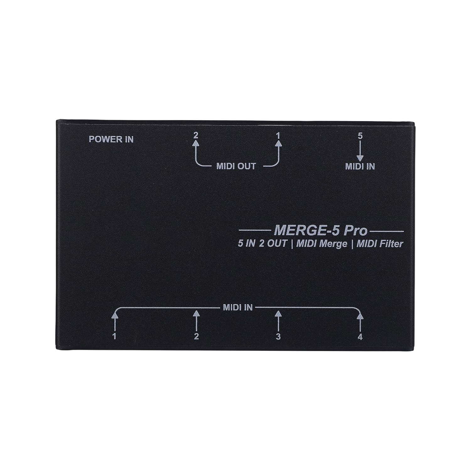 Advanced MIDI Splitter Converter USB MIDI Host Box for Electronic Piano Keyboard Synthesizer, 5 Input 2 Output, Aluminum Alloy, Black