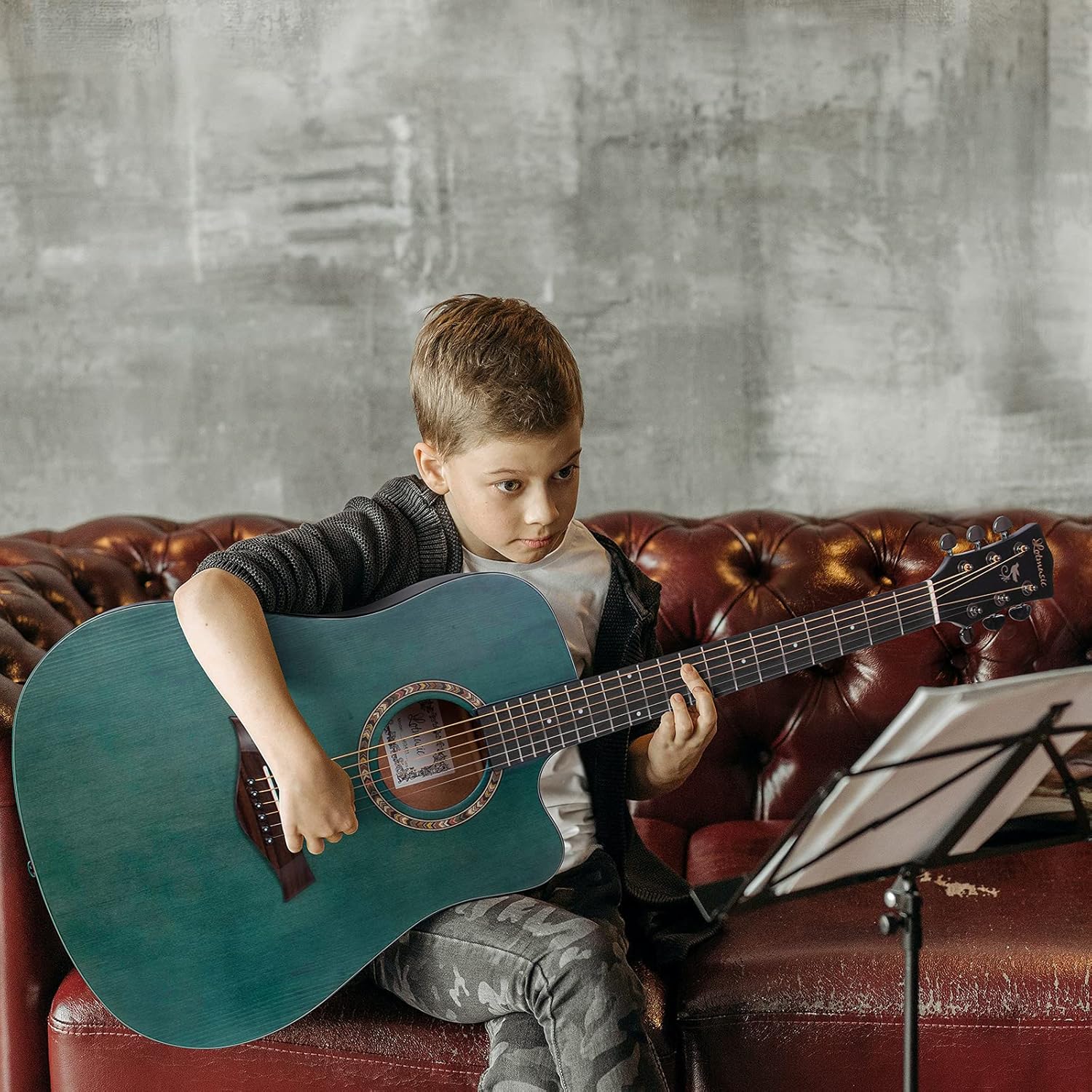 Acoustic Guitar,41 Inch Professional Cutaway Folk Guitarra Bundle 6 Metal Strings with Beginner Kit Gig Bag Tuner Strap Picks,Strings Capo Mute Clean cloth