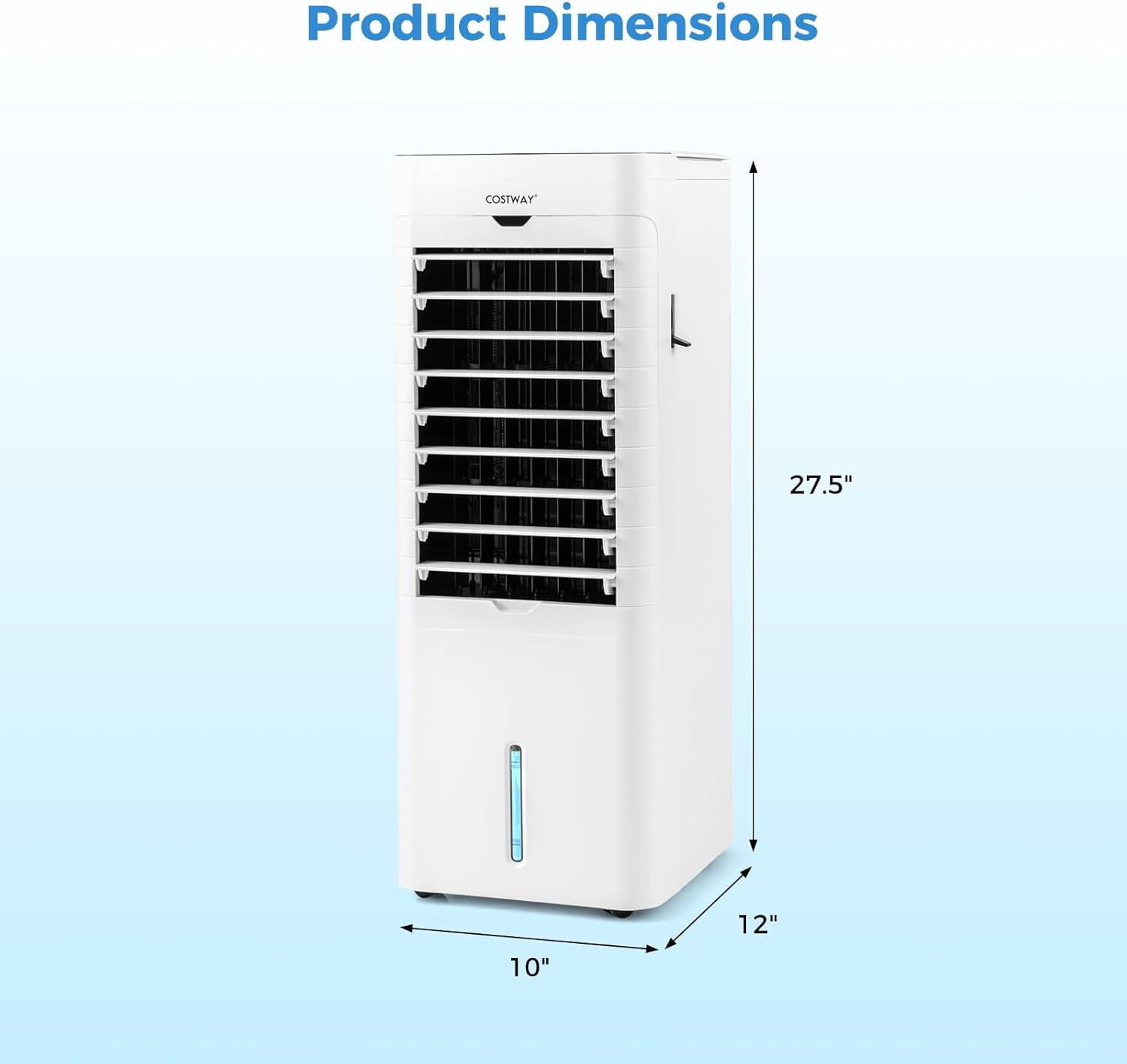 COSTWAY Evaporative Air Cooler and Heater, 3-in-1 Portable cooling fan with 3 Modes, 3 Speeds, 12-Hour Timer for Auto Off, 5.4L Water Tank, Control Panel, Swamp Cooler for Home Bedroom Office
