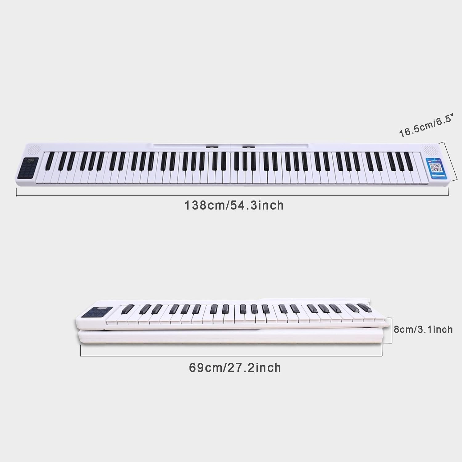 88 Full-Size Portable Keyboard Piano, Semi-Weighted Keys, Bluetooth 5.0, MIDI, Built-in Speakers, Sustain Pedal & Carrying Bag (Black)